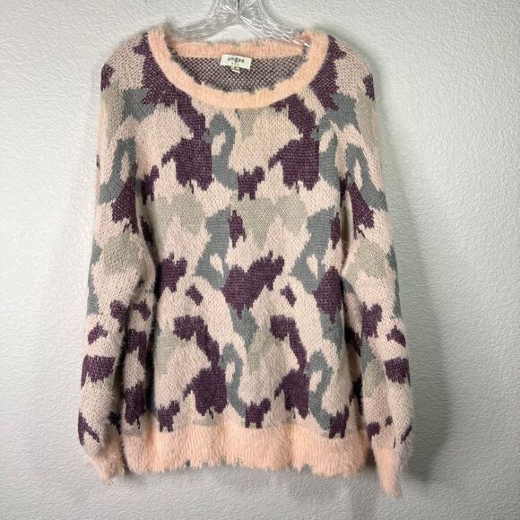 Umgee Sweaters - Umgee Women's Fuzzy Camo Sweater Soft Knit Pullover Cozy Winter‎ Top Size M